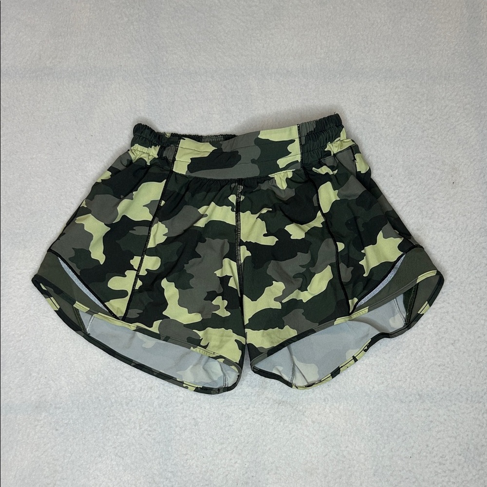 Lululemon Athletica Green Camo Hotty Hot Shorts
